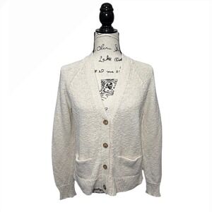 Jenni Kayne Cruise Standord Cotton & Linen Cardigan Sweater Womens Medium Ivory